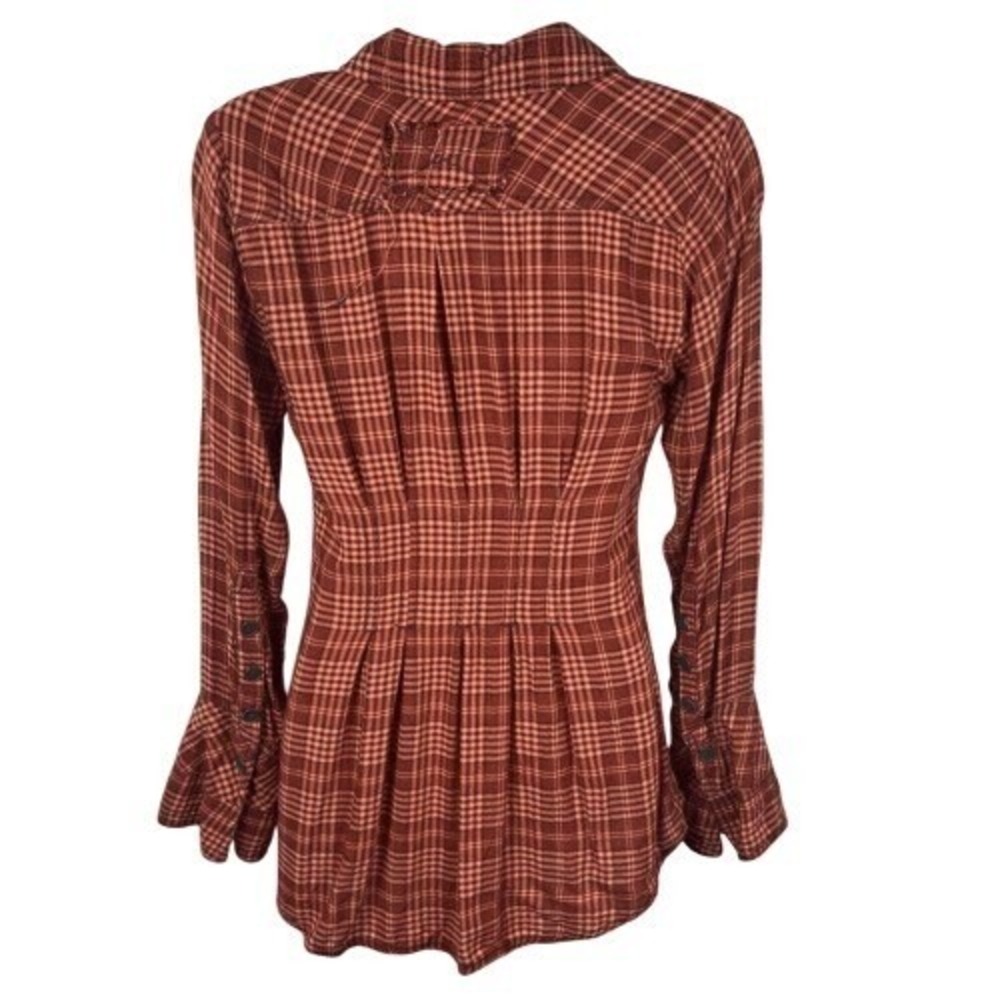 We The Free Catalynn‎ Plaid Hook-and-Eye Fitted Top Red XS - Picture 7 of 12